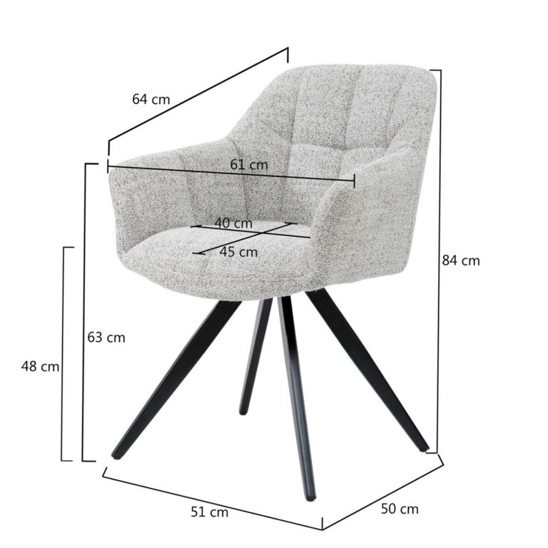 Tommy Swivel Dining Armchair - Set of 2 - Bisque Oasis - Fabric and Metal