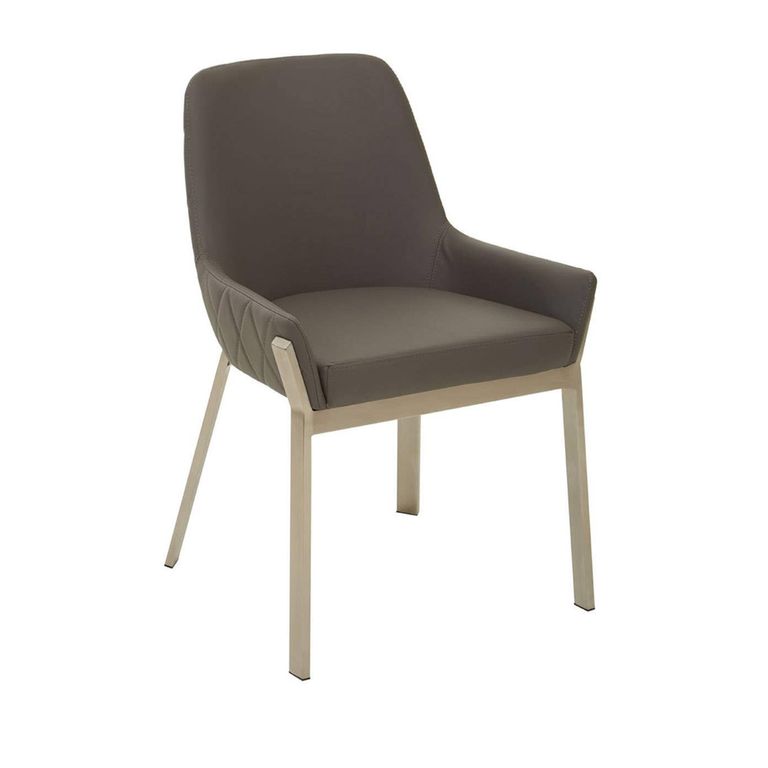 Gilden Dining Armchair - Grey Fabric with Metal Legs