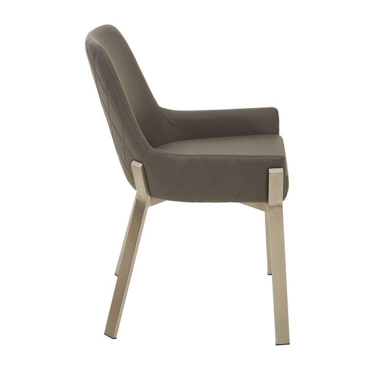 Gilden Dining Armchair - Grey Fabric with Metal Legs
