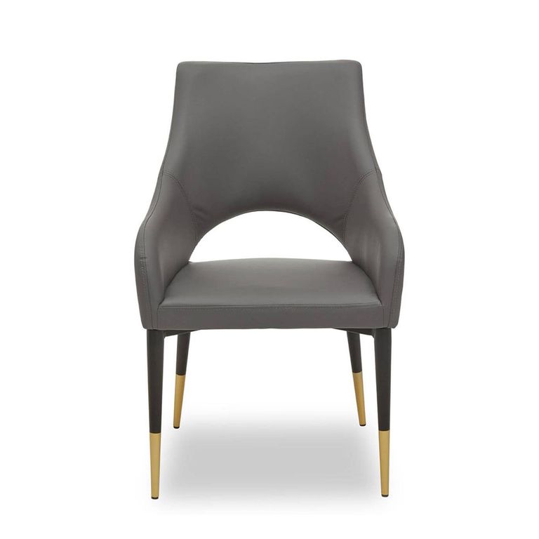 Gilden Dining Chair - Set of 2 - Grey Faux Leather with Black Legs