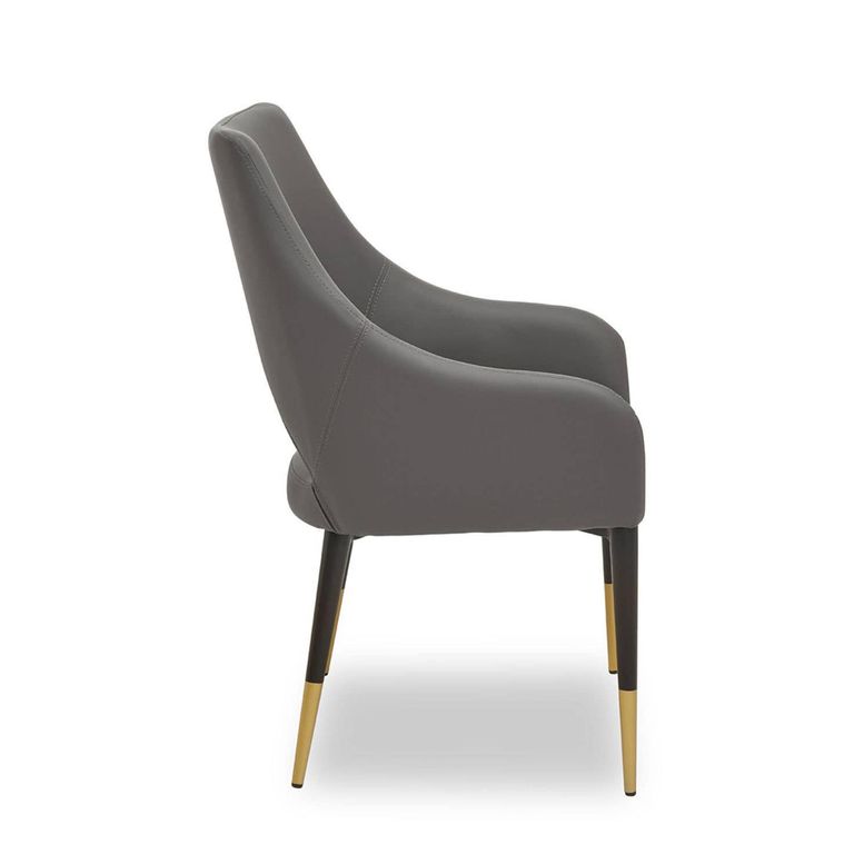 Gilden Dining Chair - Set of 2 - Grey Faux Leather with Black Legs