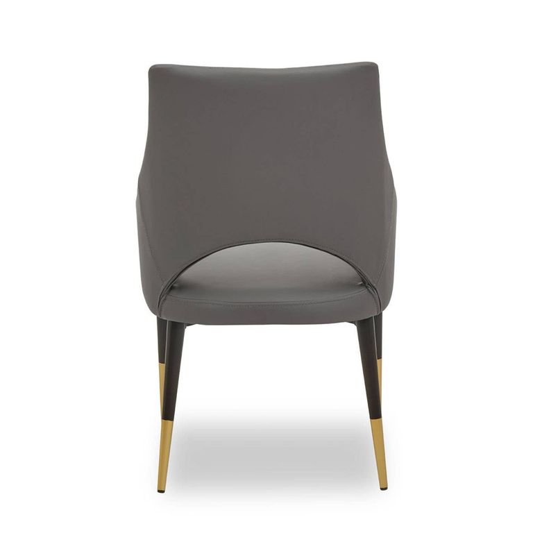 Gilden Dining Chair - Set of 2 - Grey Faux Leather with Black Legs