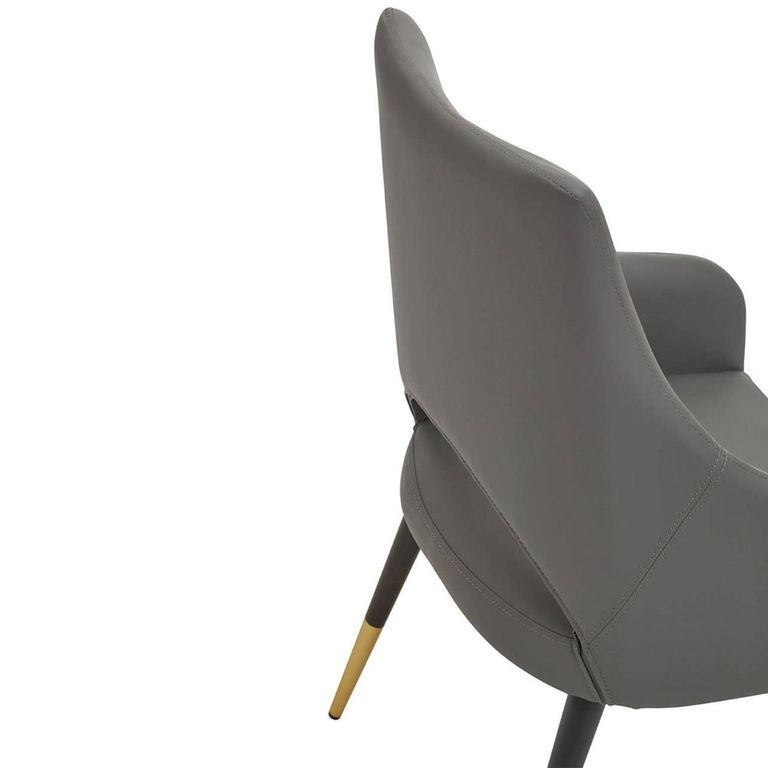 Gilden Dining Chair - Set of 2 - Grey Faux Leather with Black Legs