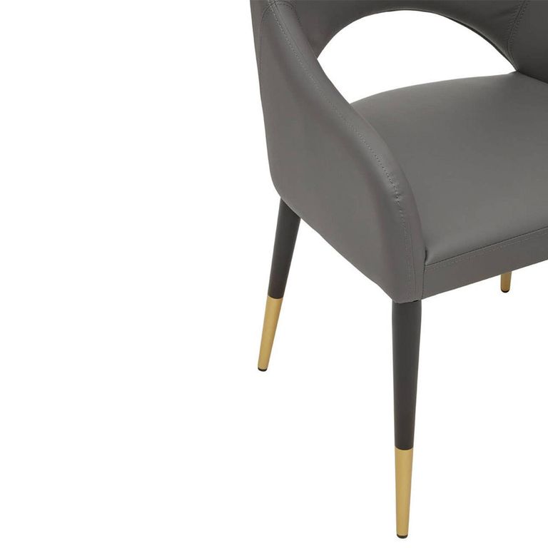 Gilden Dining Chair - Set of 2 - Grey Faux Leather with Black Legs