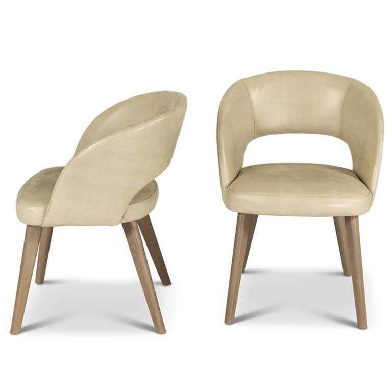 Karol Curved Dining Chair - Leather - Variation Available