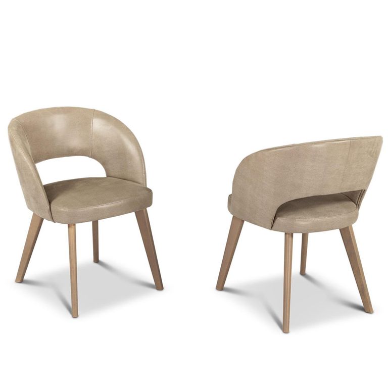 Karol Curved Dining Chair - Leather - Variation Available