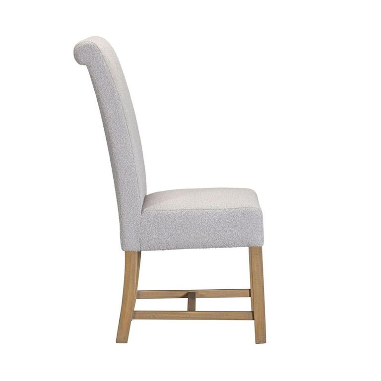 Chateau Dining Chair - Set of 2 - Roll Back - Grey - Fabric and Pine