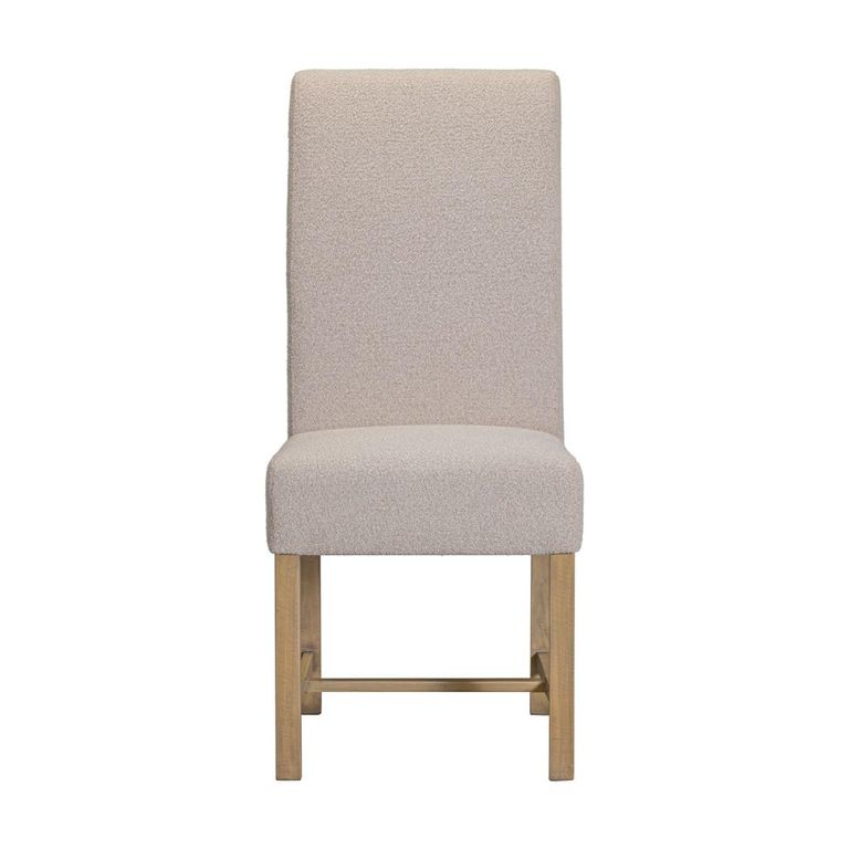 Chateau Dining Chair - Set of 2 - Roll Back - Beige - Fabric and Rustic Pine