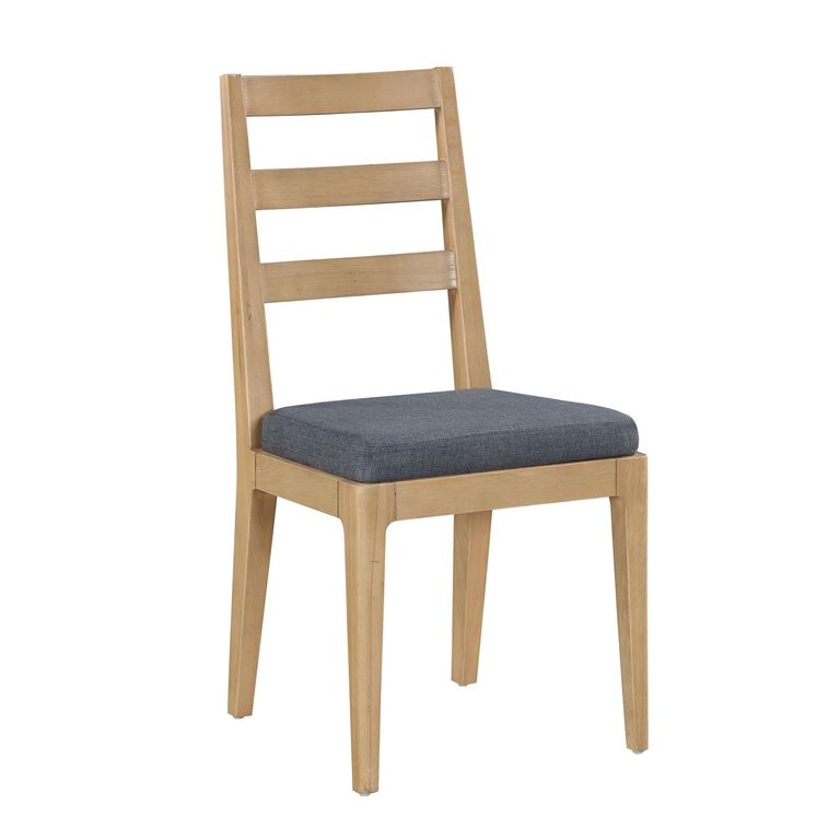 Cotswold Oak Dining Chair - Set of 2 - Ladder Back - Natural and Grey and Fabric
