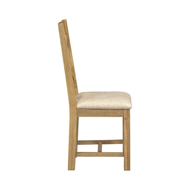 Dorchester Dining Chair - Set of 2 - Cross Back - Beige - Fabric and Rustic Oak
