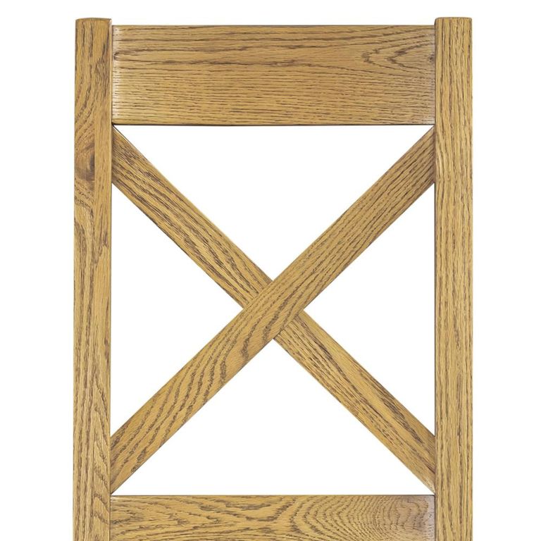 Dorchester Dining Chair - Set of 2 - Cross Back - Beige - Fabric and Rustic Oak