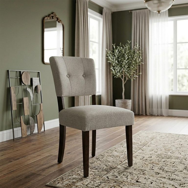 Oakridge Dining Chair - Set of 2 - Beige Fabric - Dark Oak