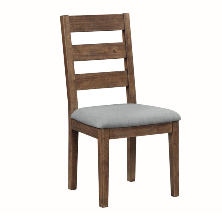 Oakridge Dining Chair - Set of 2 - Ladder Back - Grey Fabric - Dark Oak