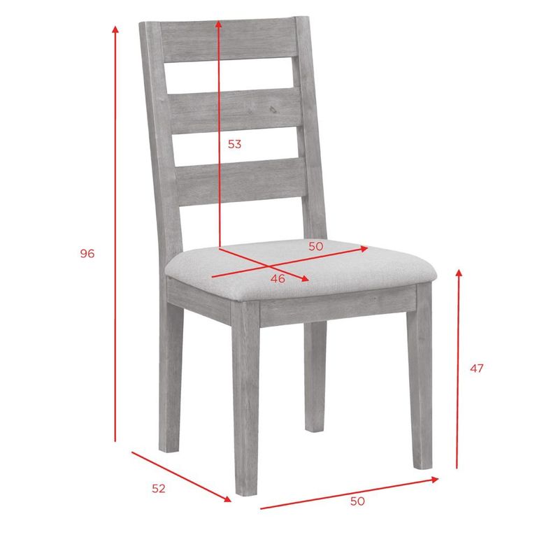 Oakridge Dining Chair - Set of 2 - Ladder Back - Grey Fabric - Dark Oak