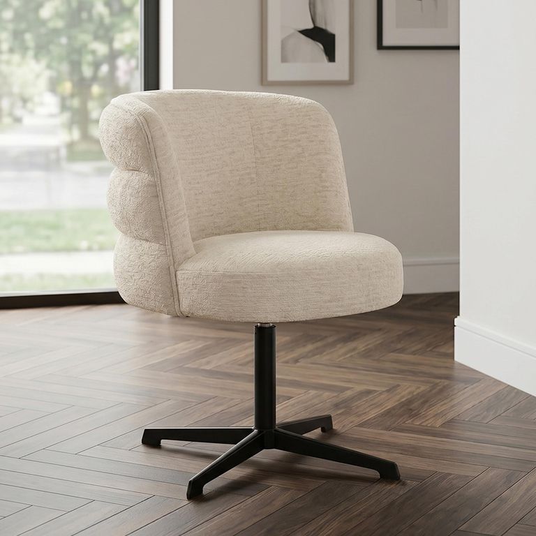 Chadwick Swivel Dining Chair - Cream - Fabric
