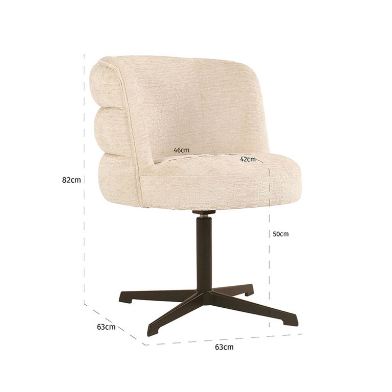 Chadwick Swivel Dining Chair - Cream - Fabric