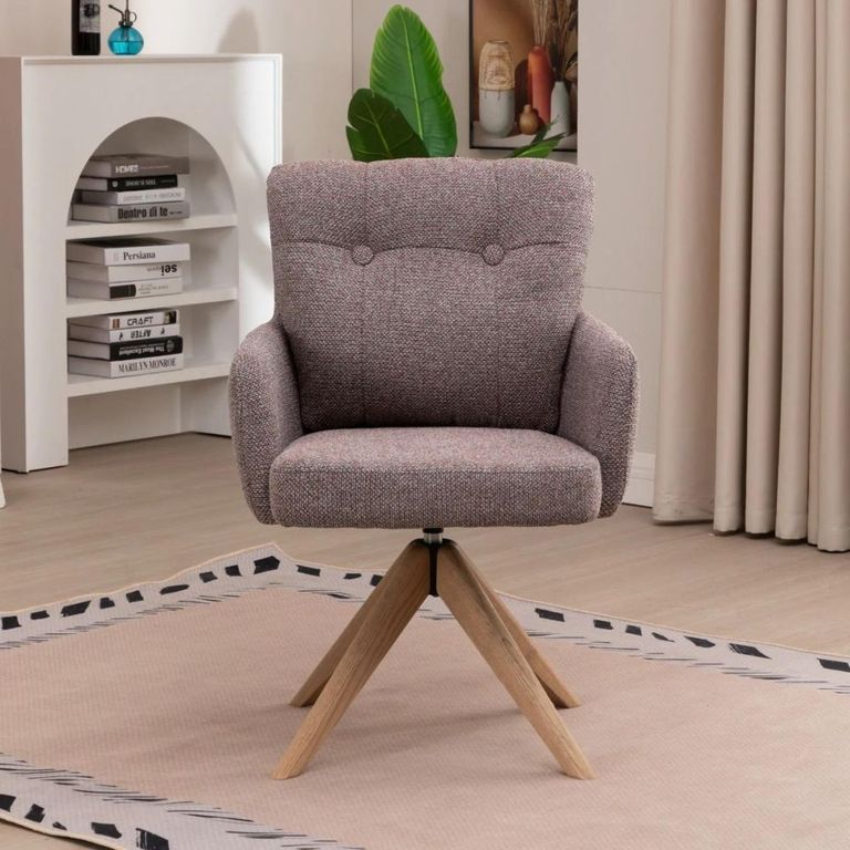 Cotswold Swivel Dining Armchair - Set of 2 - Blush Granite - Fabric and Wood