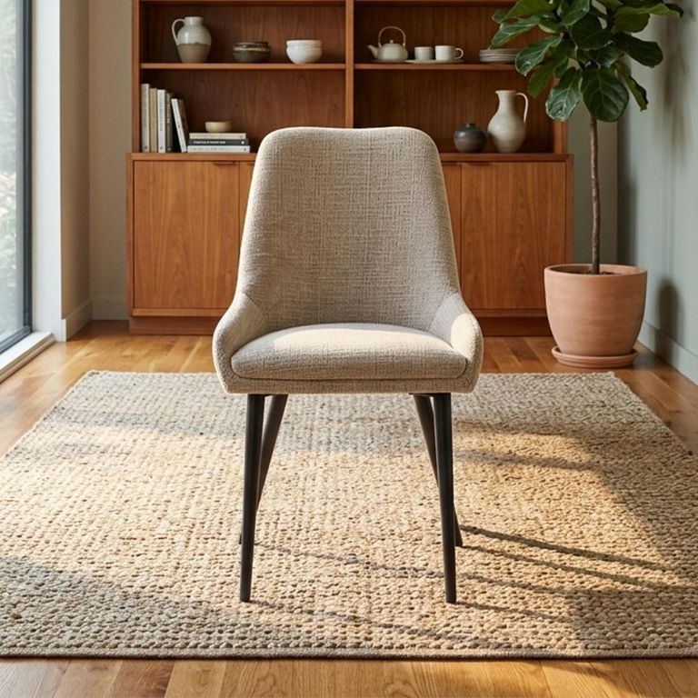 Oscar Dining Chair - Set of 2 - Biscuit and Black - Fabric and Metal