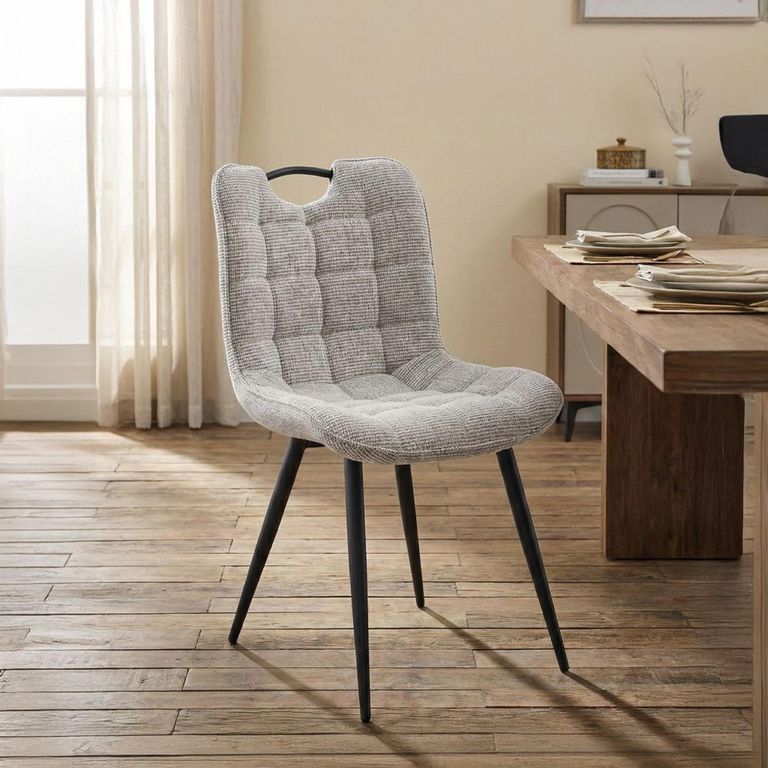 Symphony Dining Chair - Set of 2 - Grey and Black - Fabric and Metal