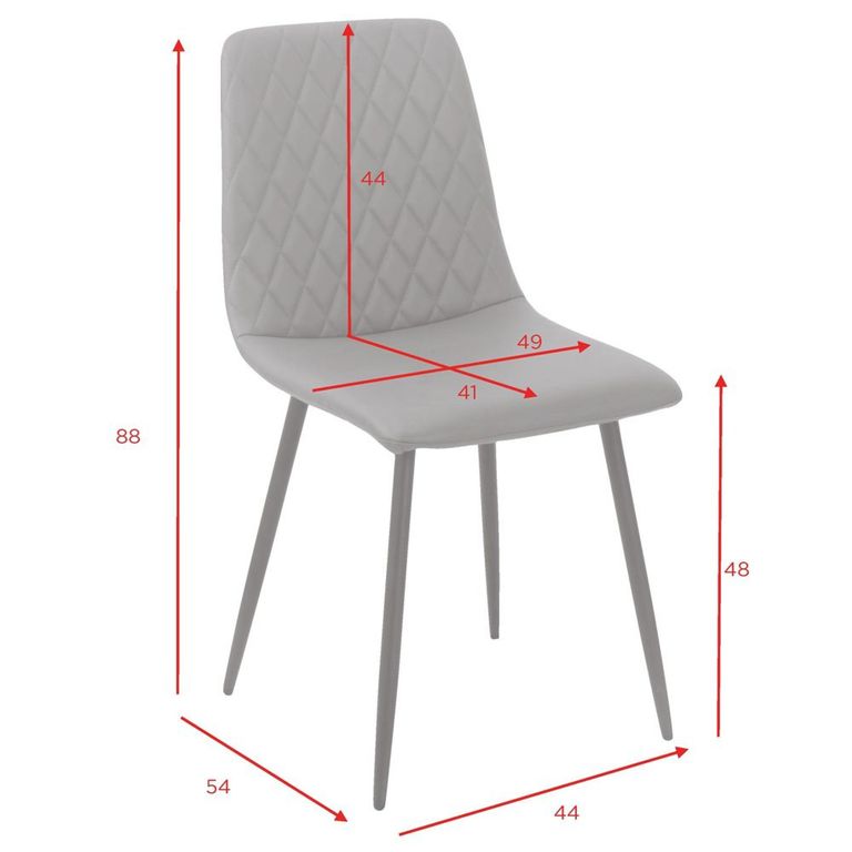 Argenta Dining Chair - Set of 2 - Light Grey and Black - Fabric and Metal