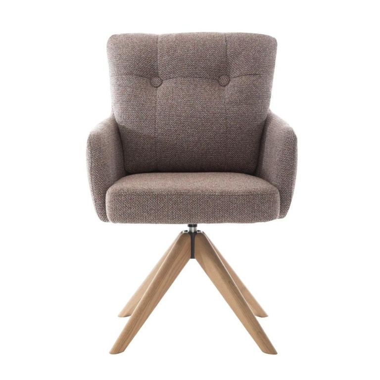 Cotswold Swivel Dining Armchair - Set of 2 - Blush Granite - Fabric and Wood