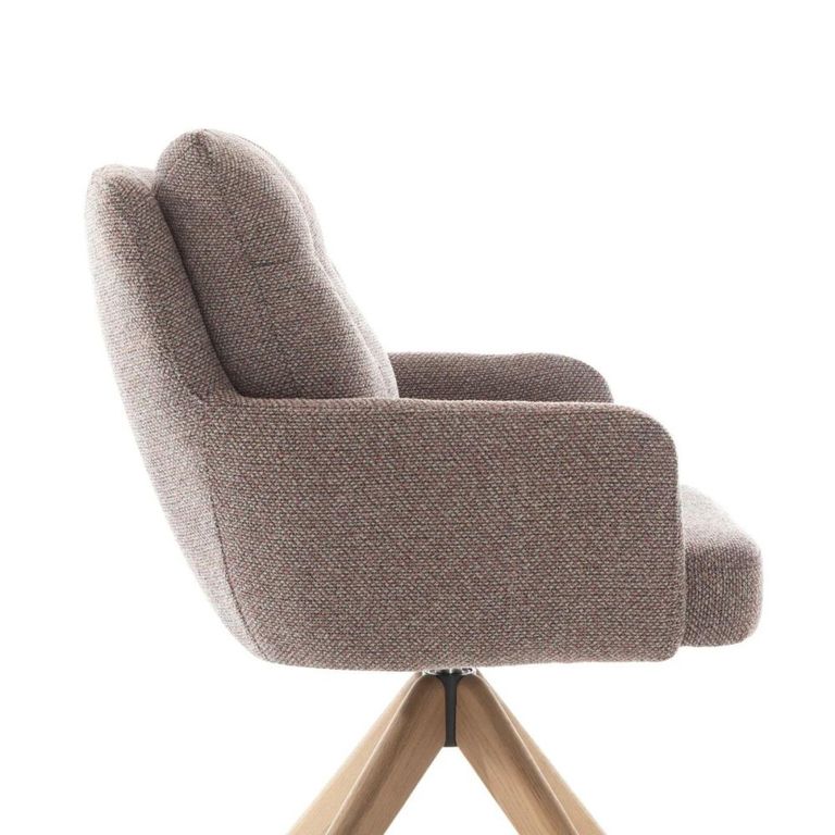 Cotswold Swivel Dining Armchair - Set of 2 - Blush Granite - Fabric and Wood