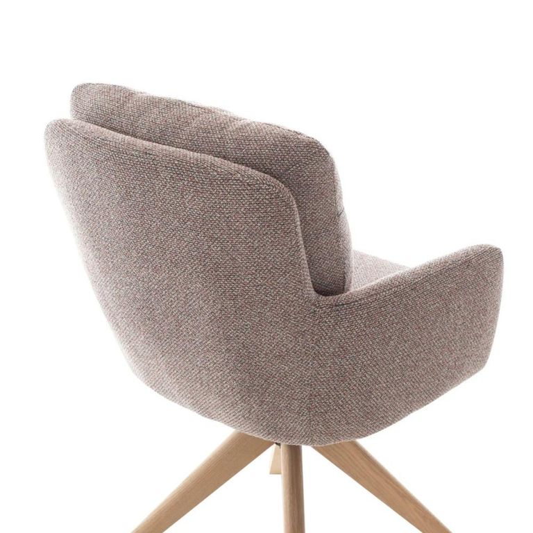 Cotswold Swivel Dining Armchair - Set of 2 - Blush Granite - Fabric and Wood