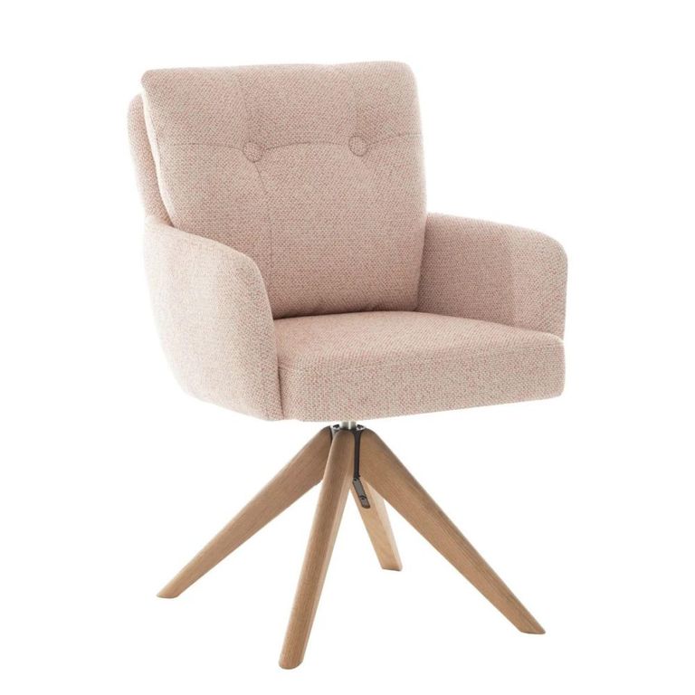 Cotswold Swivel Dining Armchair - Set of 2 - Blush Pink - Fabric and Wood