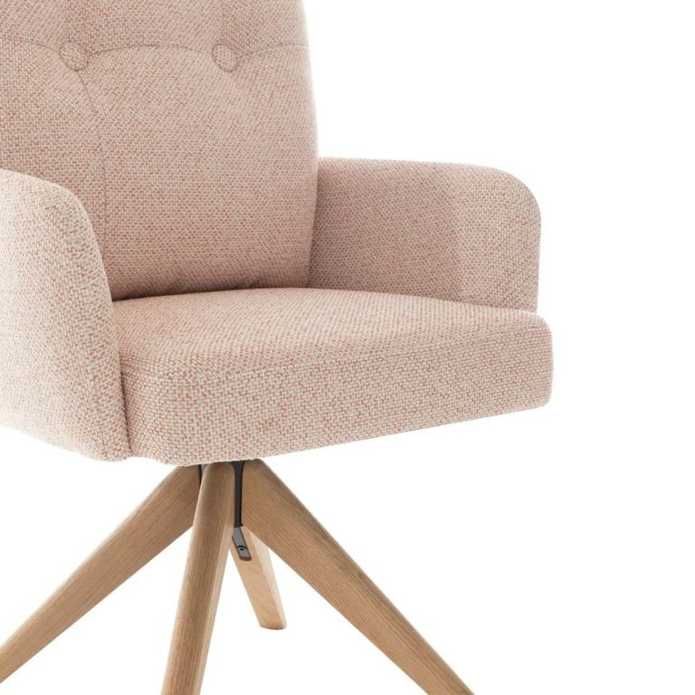 Cotswold Swivel Dining Armchair - Set of 2 - Blush Pink - Fabric and Wood