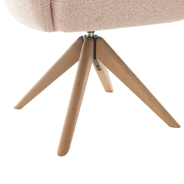 Cotswold Swivel Dining Armchair - Set of 2 - Blush Pink - Fabric and Wood