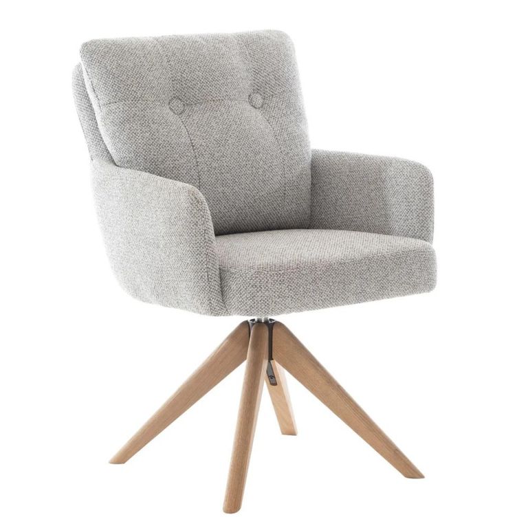Cotswold Swivel Dining Armchair - Set of 2 - Grey - Fabric and Wood