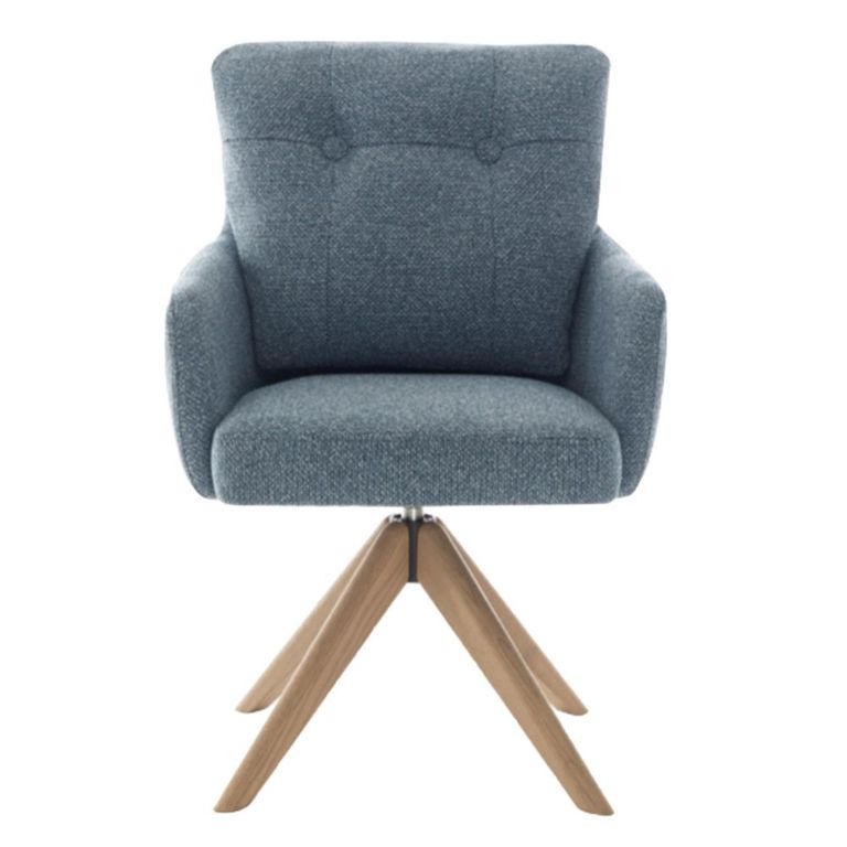 Cotswold Swivel Dining Armchair - Set of 2 - Storm Teal - Fabric and Wood