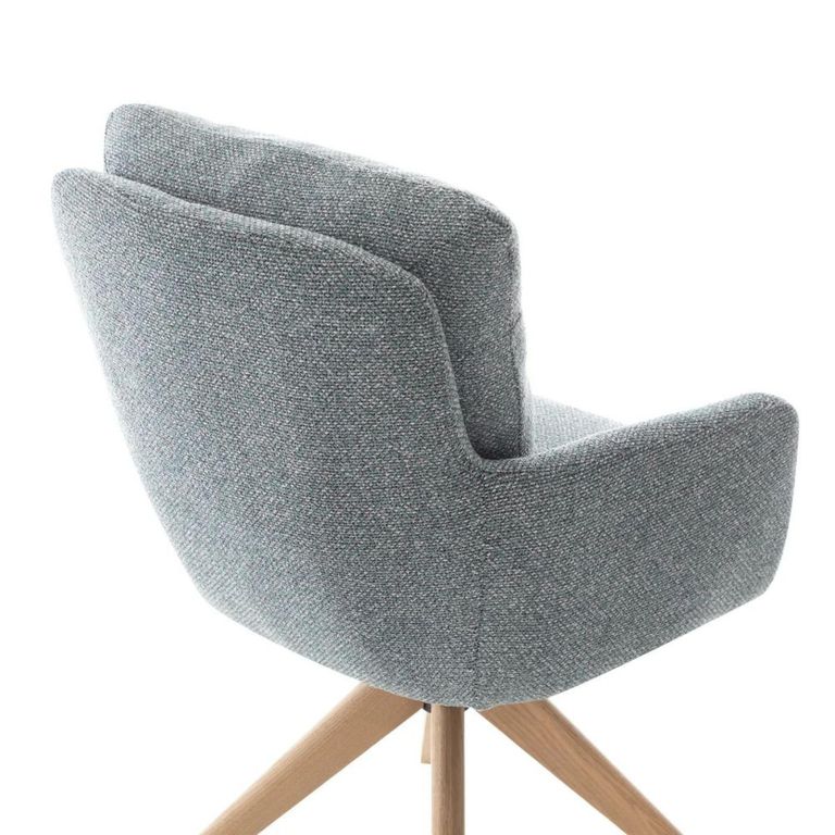 Cotswold Swivel Dining Armchair - Set of 2 - Storm Teal - Fabric and Wood