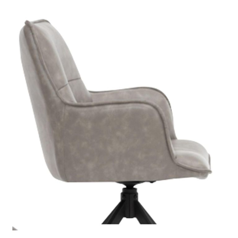Jacob Swivel Dining Armchair - Set of 2 - Grey and Black - Faux Leather and Metal