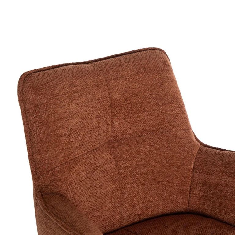 Jacob Swivel Dining Armchair - Set of 2 - Tan and Black - Fabric and Metal