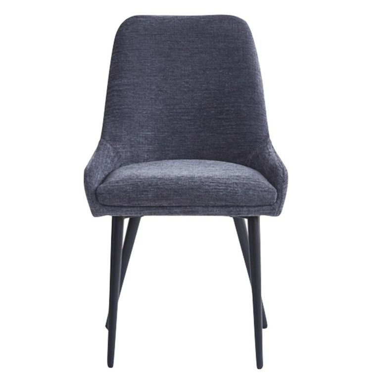 Oscar Dining Chair - Set of 2 - Graphite and Black - Fabric and Metal