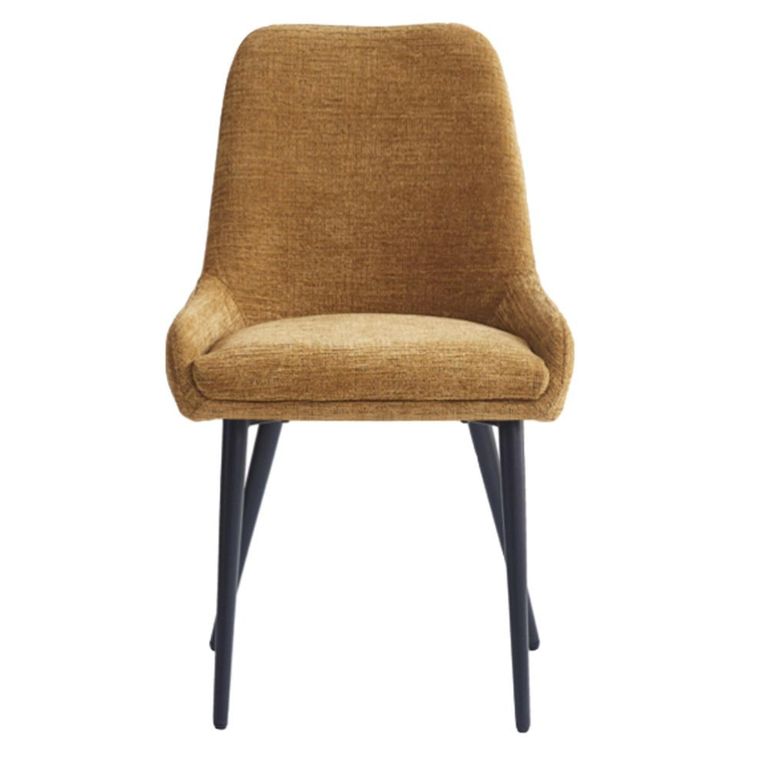 Oscar Dining Chair - Set of 2 - Mustard and Black - Fabric and Metal