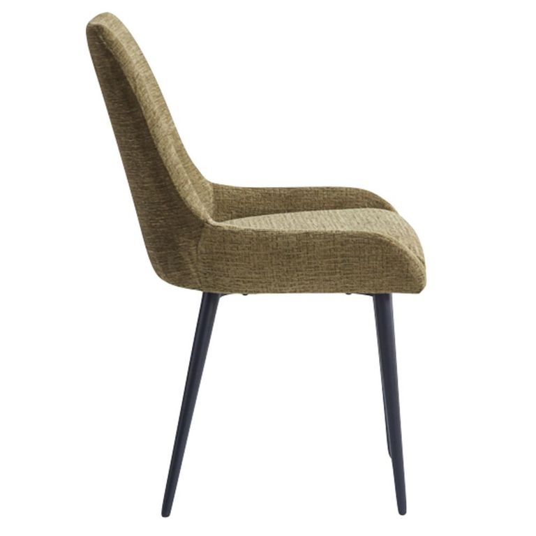 Oscar Dining Chair - Set of 2 - Olive Green and Black - Fabric and Metal