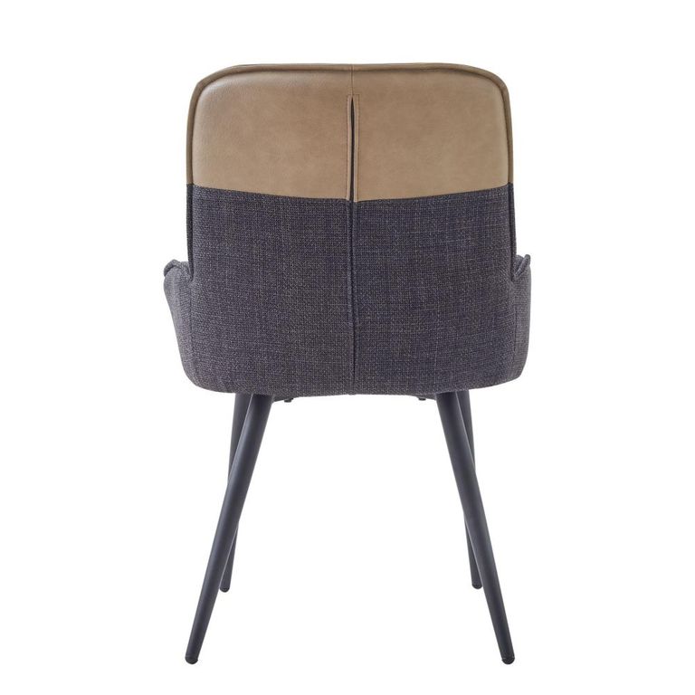Redmond Dining Chair - Set of 2 - Dark Grey and Beige - Fabric and Faux Leather