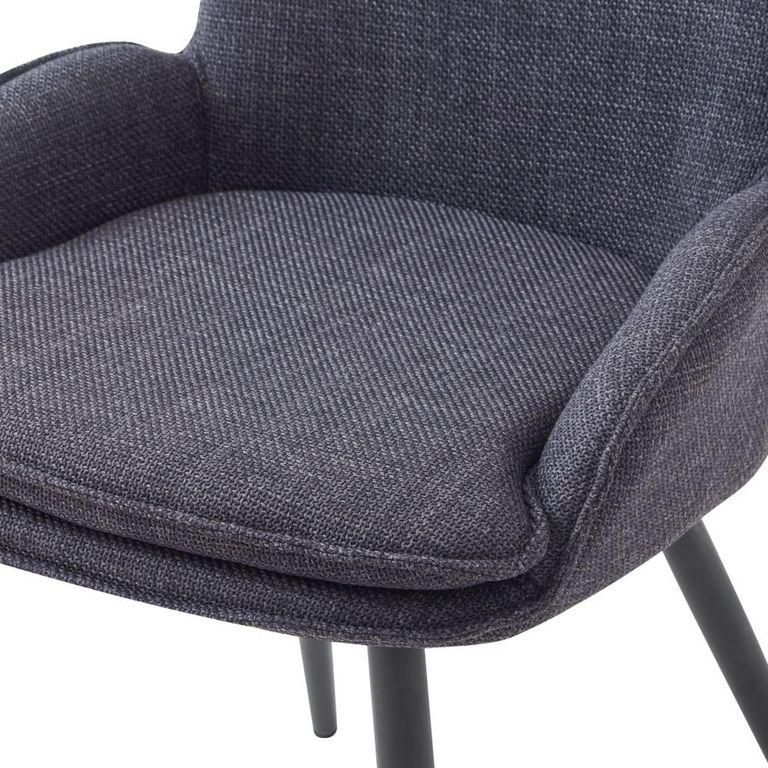 Redmond Dining Chair - Set of 2 - Dark Grey and Beige - Fabric and Faux Leather