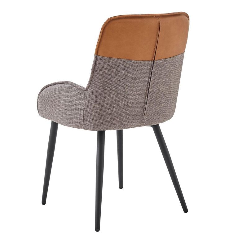 Redmond Dining Chair - Set of 2 - Light Grey and Tan - Fabric and Faux Leather