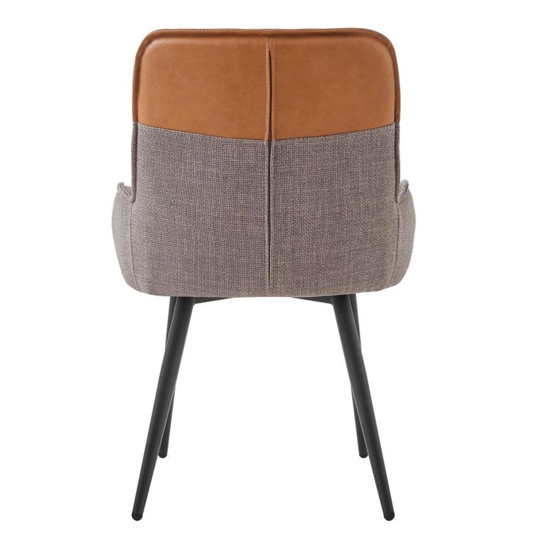 Redmond Dining Chair - Set of 2 - Light Grey and Tan - Fabric and Faux Leather