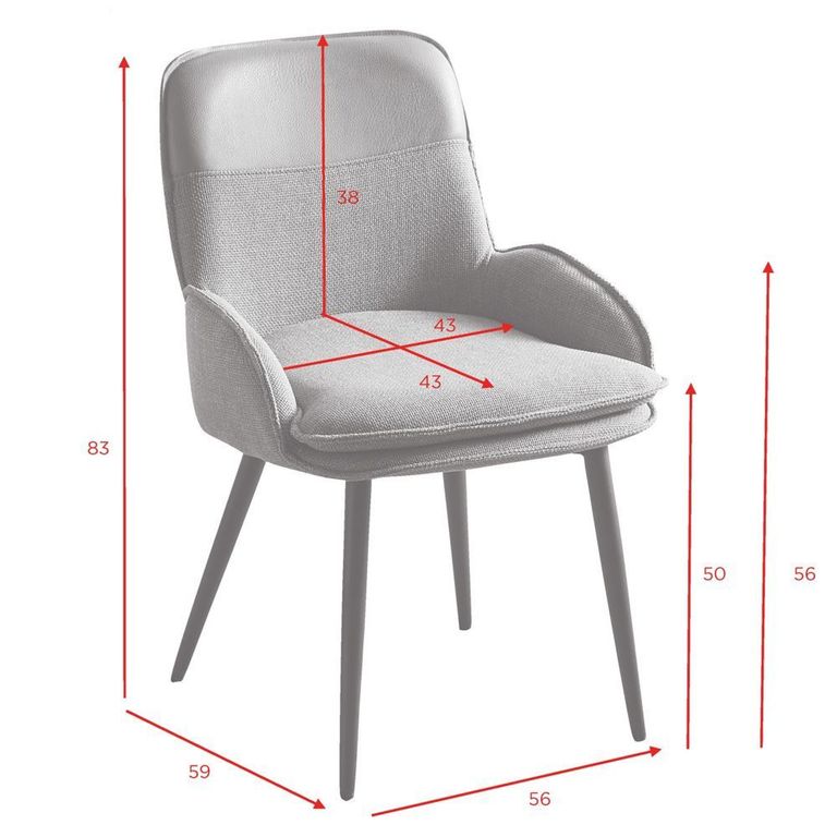 Redmond Dining Chair - Set of 2 - Light Grey and Tan - Fabric and Faux Leather