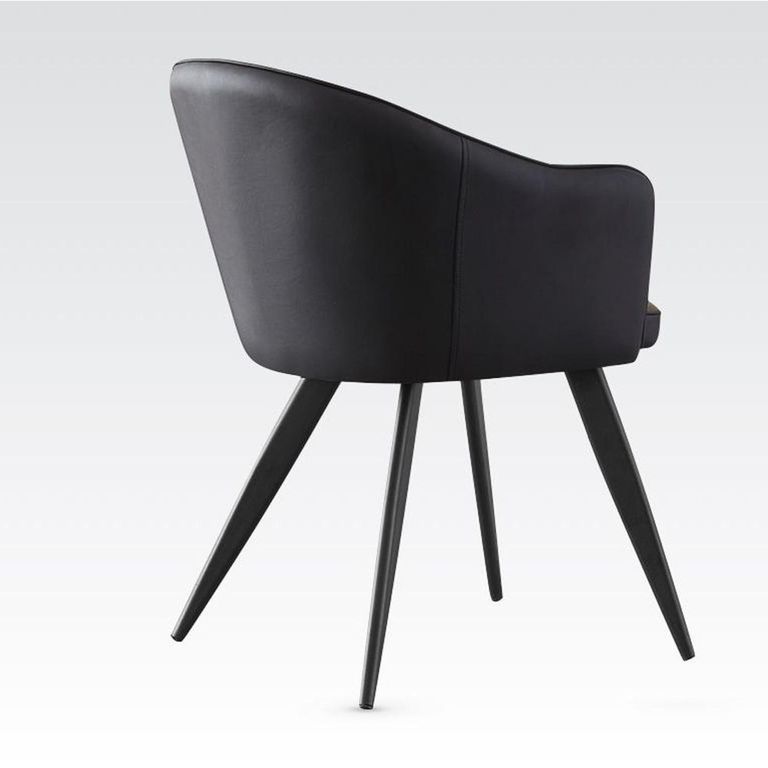 San Remo Dining Chair - Set of 2 - Curved Back - Brown and Black - Fabric and Faux Leather