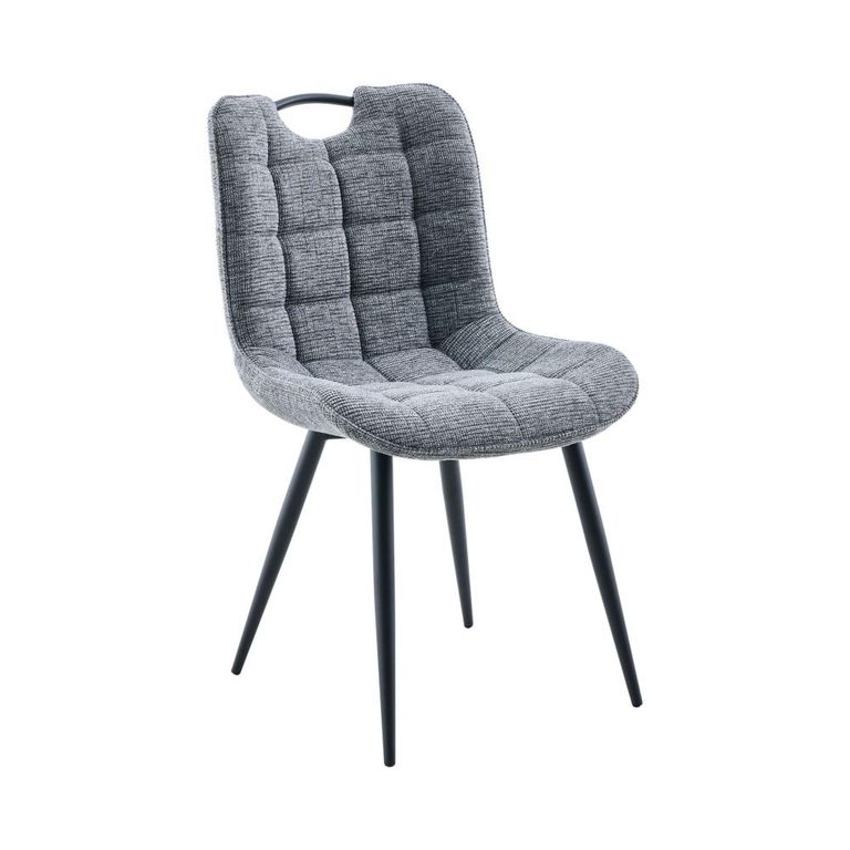 Symphony Dining Chair - Set of 2 - Dark Grey and Black - Fabric and Metal