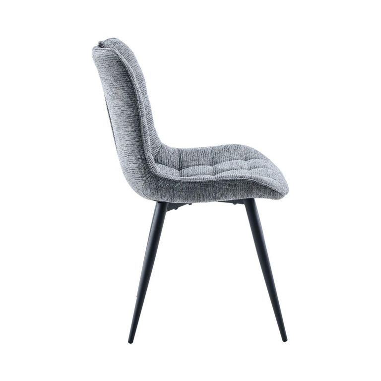 Symphony Dining Chair - Set of 2 - Dark Grey and Black - Fabric and Metal