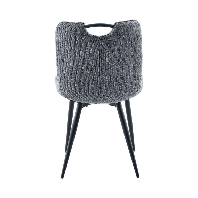 Symphony Dining Chair - Set of 2 - Dark Grey and Black - Fabric and Metal