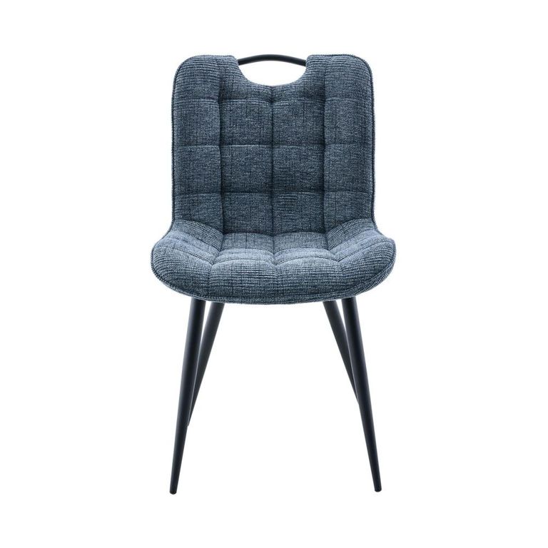 Symphony Dining Chair - Set of 2 - Navy Blue and Black - Fabric and Metal