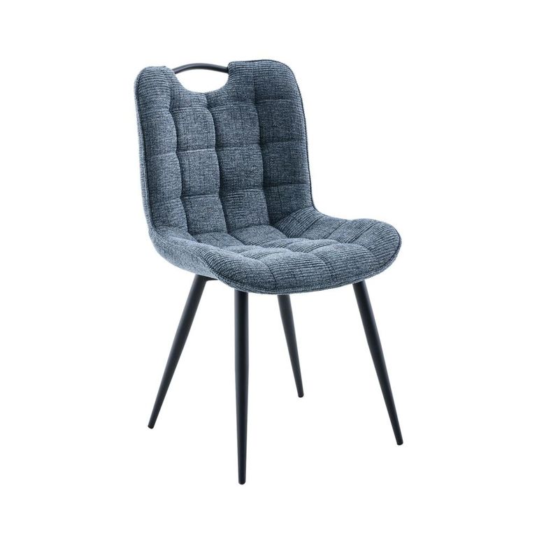 Symphony Dining Chair - Set of 2 - Navy Blue and Black - Fabric and Metal