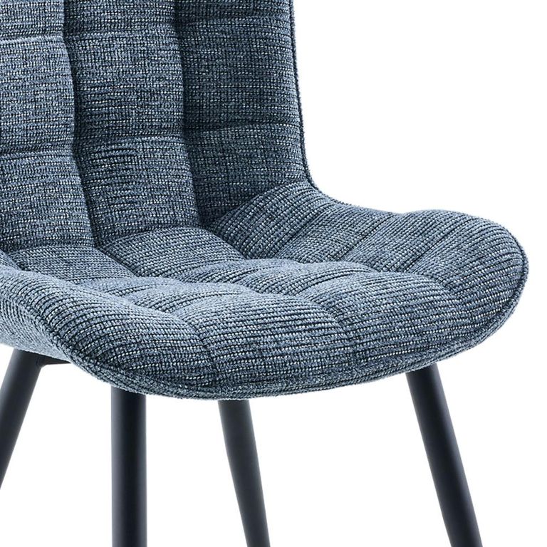 Symphony Dining Chair - Set of 2 - Navy Blue and Black - Fabric and Metal